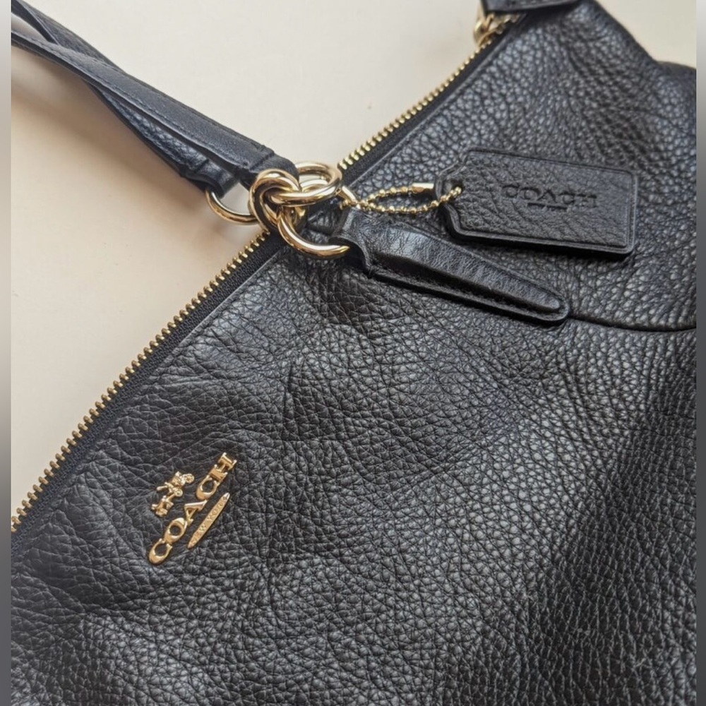 COACH Kelsey Shoulder Handbag Black Pebble Leather Crossbody Purse